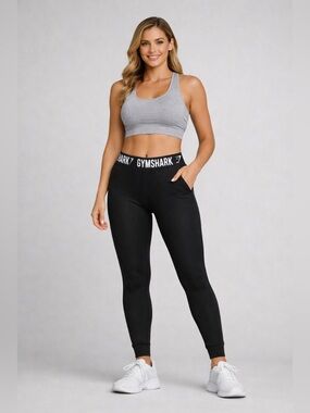Gymshark Jet Black Jogger Pants Elastic Waist Unisex ( Men-S  or Women-M)